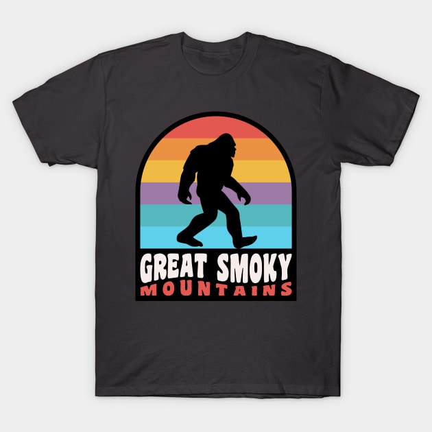 Great Smoky Mountains National Park Bigfoot Sasquatch Retro T-Shirt by PodDesignShop